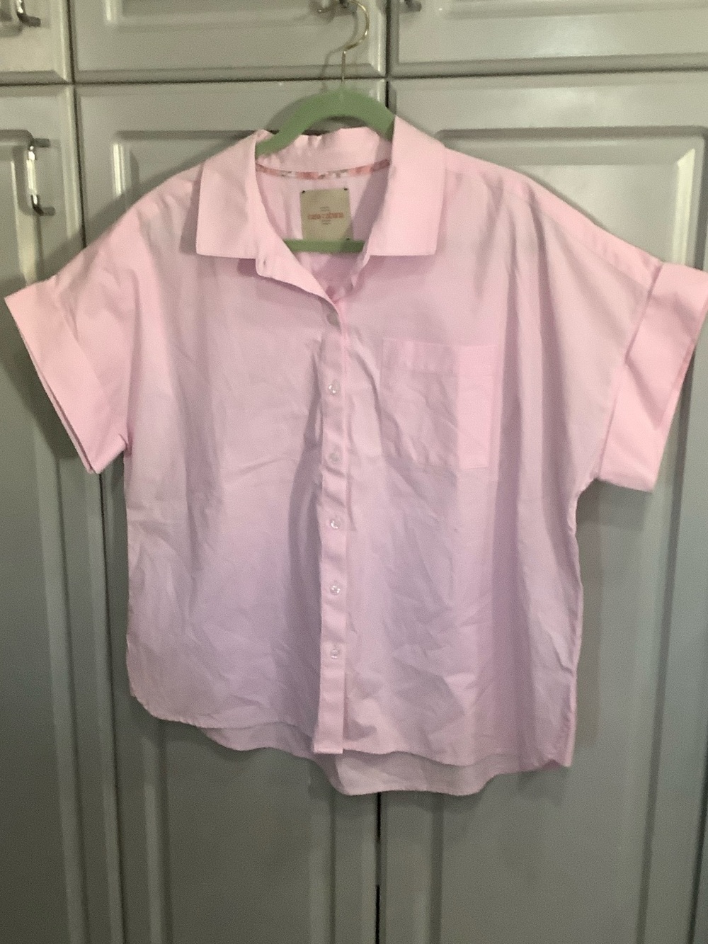 Light Pink Short-Sleeve Button-Down Shirt for Kids - Classic Collar